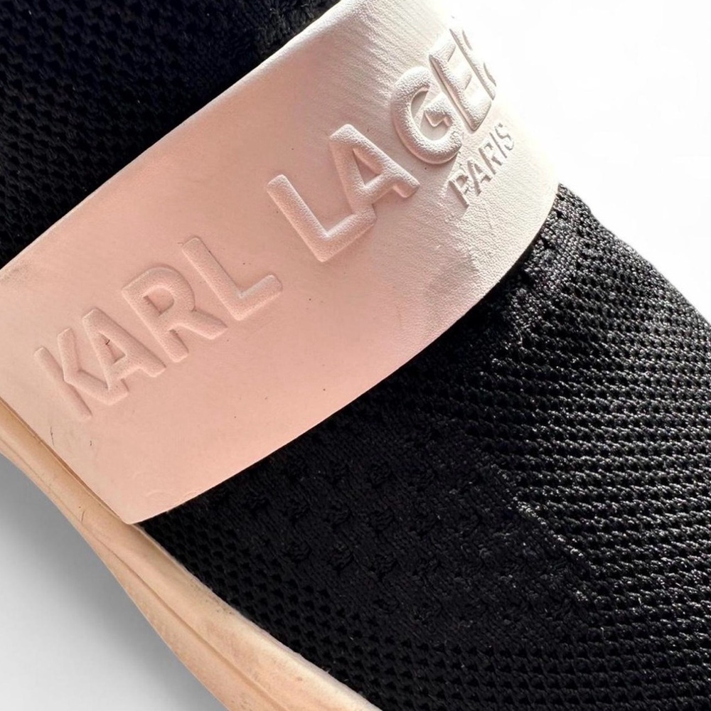 Karl Lagerfeld Paris Phoenix Slip On Knit Sneakers Size 10 Black White Womens - Picture 4 of 8